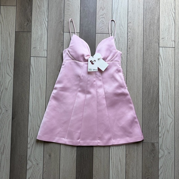 Zara Dresses & Skirts - Zara x Disney Pink Mini Slip Dress with Spaghetti Strap NWT size Small